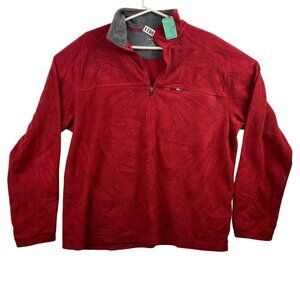 L.L. Bean Mens Red 1/4 Zip Fleece Pullover Jacket XL 100% Polyester Gorpcore
